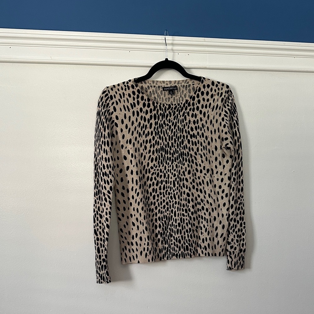 J. Crew Factory Black and Cream Patterned Sweater